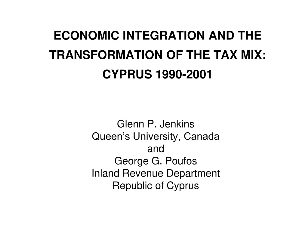 economic integration and the transformation of the tax mix cyprus 1990 2001
