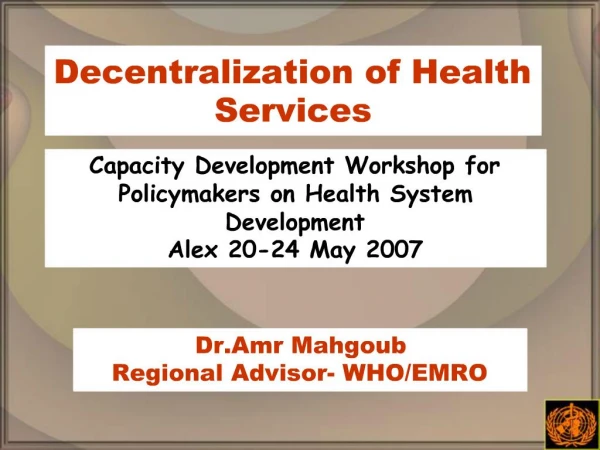 Decentralization of Health Services