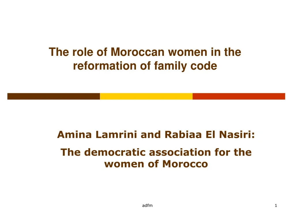 the role of moroccan women in the reformation of family code