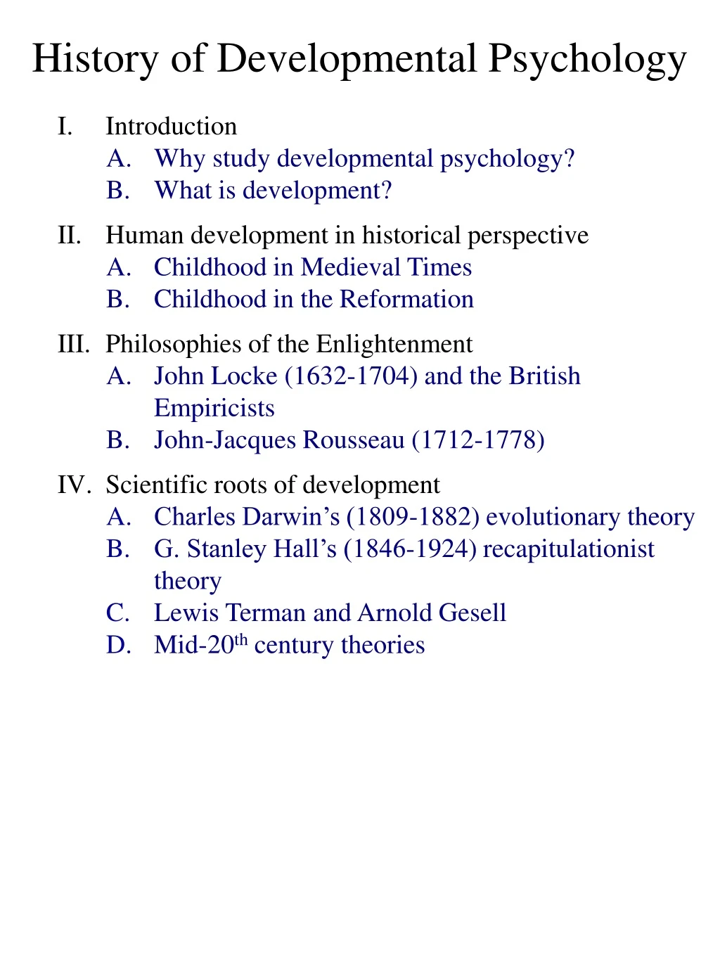 history of developmental psychology
