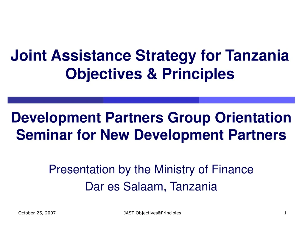 joint assistance strategy for tanzania objectives principles