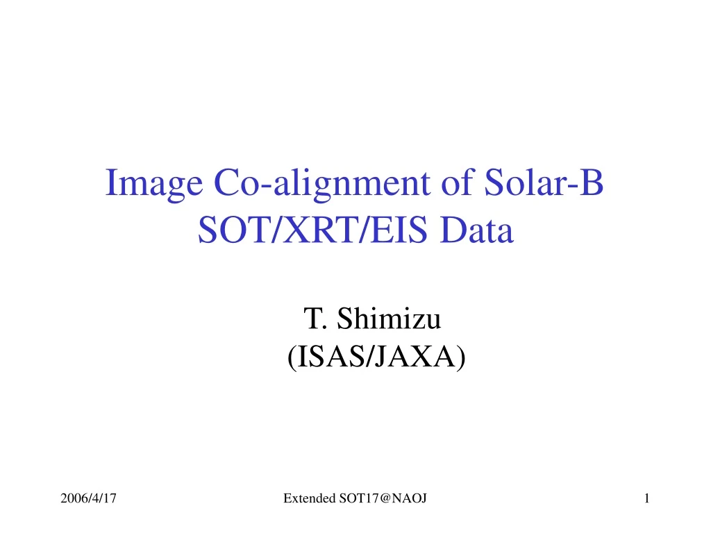 image co alignment of solar b sot xrt eis data