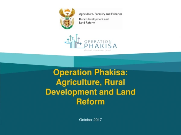 Operation Phakisa: Agriculture, Rural Development and Land Reform
