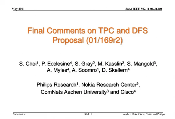 Final Comments on TPC and DFS Proposal (01/169r2)