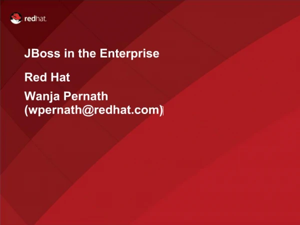 JBoss in the Enterprise Red Hat Wanja Pernath wpernathredhat