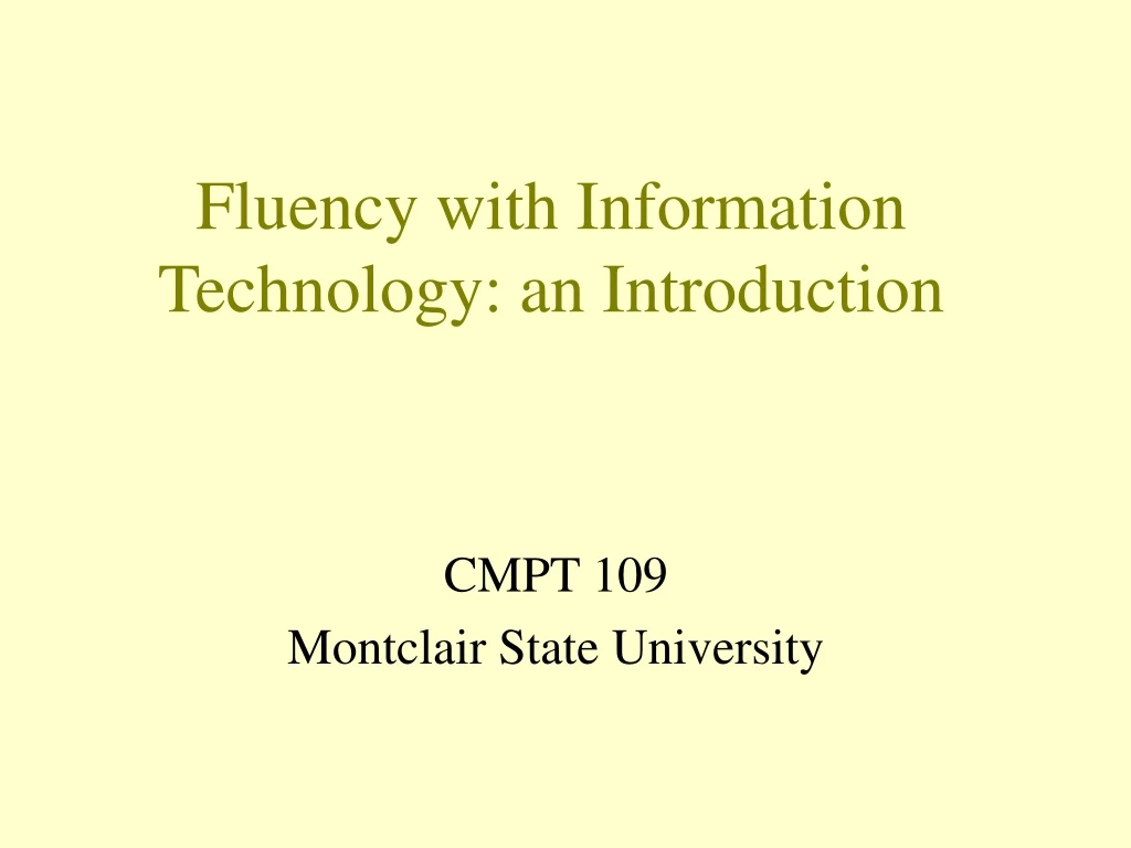 fluency with information technology an introduction