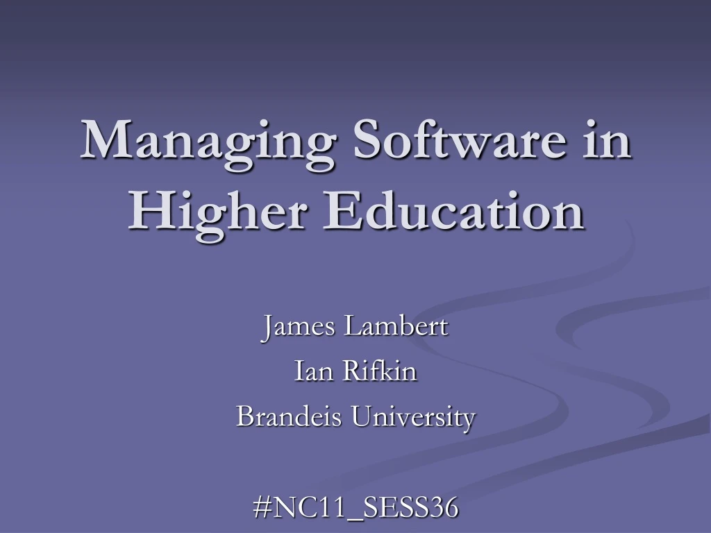 managing software in higher education
