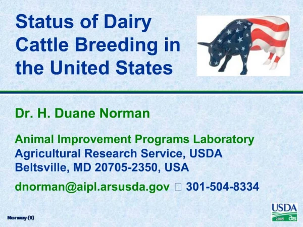 Status of Dairy Cattle Breeding in the United States