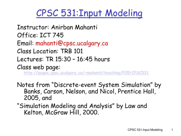 CPSC 531:Input Modeling