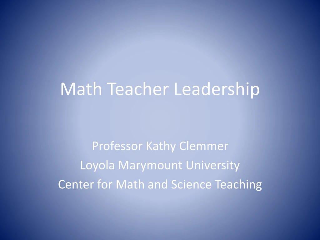 math teacher leadership