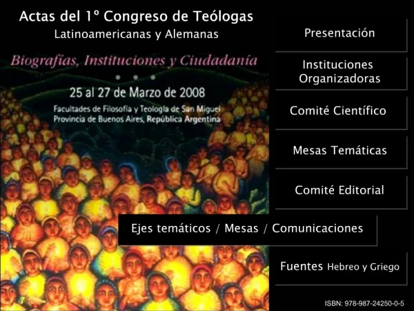 Actas del 1 Congreso de Te logas Latinoamericanas y Alemanas