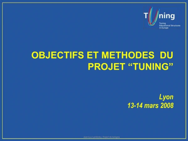 OBJECTIFS ET METHODES DU PROJET TUNING Lyon 13-14 mars 2008