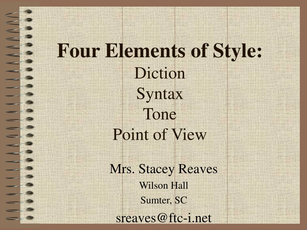 four elements of style diction syntax tone point of view