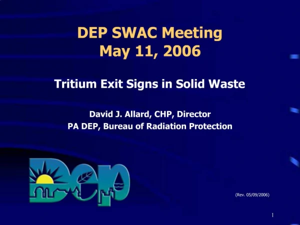 DEP SWAC Meeting May 11, 2006