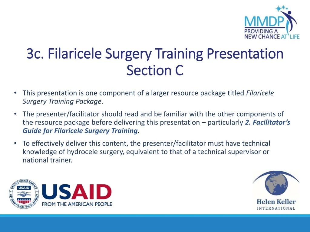 3c filaricele surgery training presentation section c
