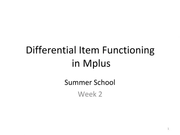 Differential Item Functioning in Mplus