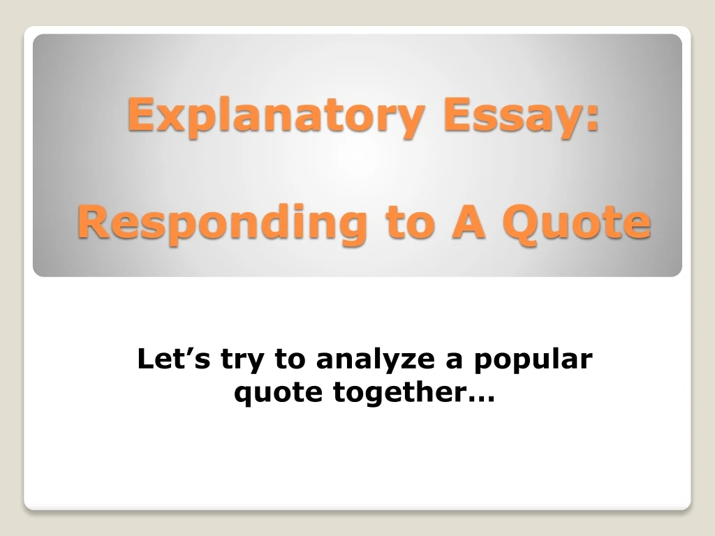 essay responding to a quote