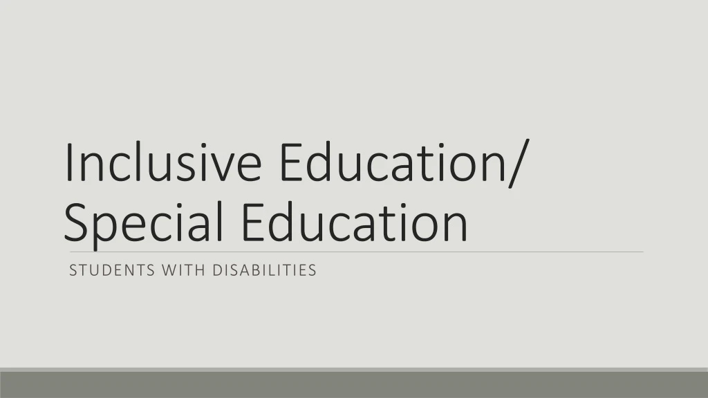 inclusive education special education