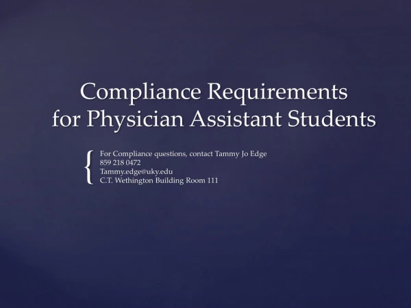 Compliance Requirements for Physician Assistant Students