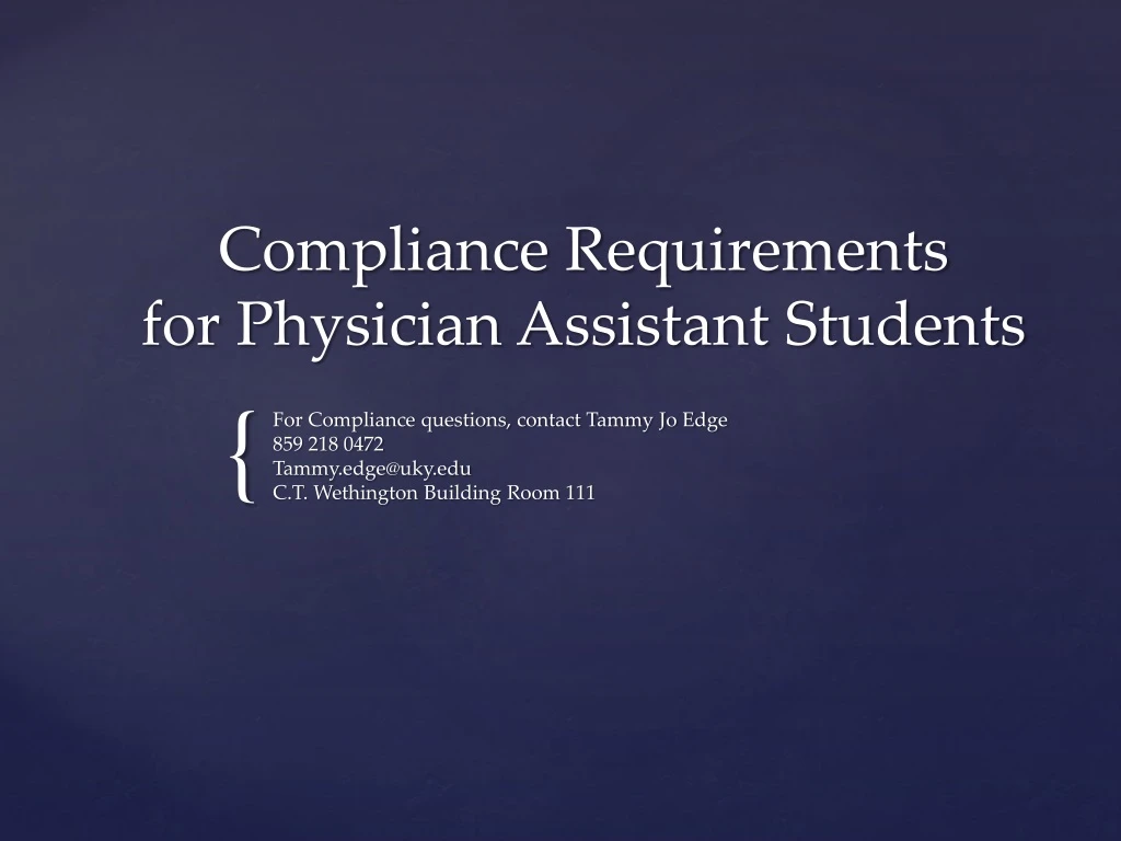 compliance requirements for physician assistant students