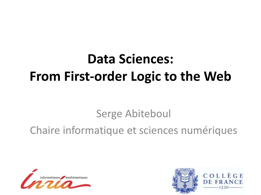 data sciences from first order logic to the web