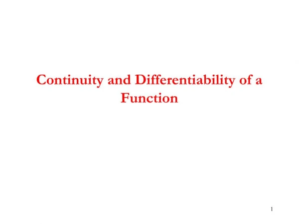 Continuity and Differentiability of a Function