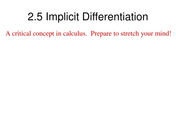 2.5 Implicit Differentiation