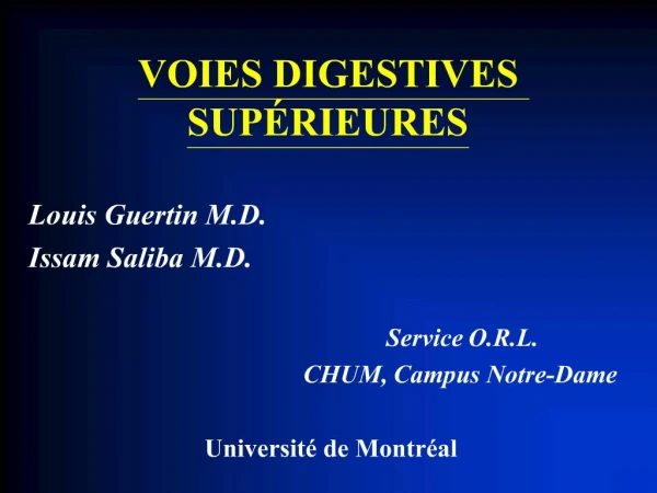 VOIES DIGESTIVES SUP RIEURES