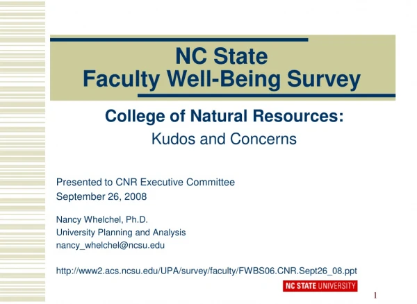 NC State Faculty Well-Being Survey