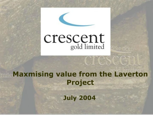 Maxmising value from the Laverton Project