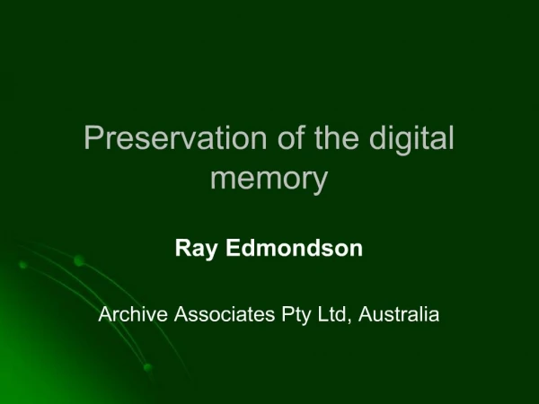 Preservation of the digital memory