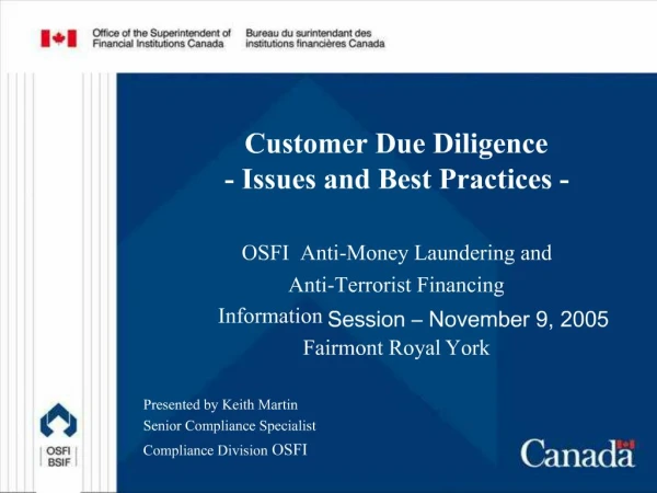 Customer Due Diligence - Issues and Best Practices -