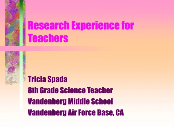 Research Experience for Teachers