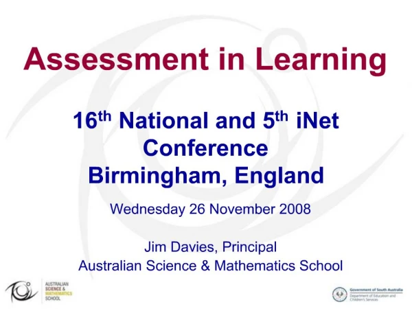 16th National and 5th iNet Conference Birmingham, England