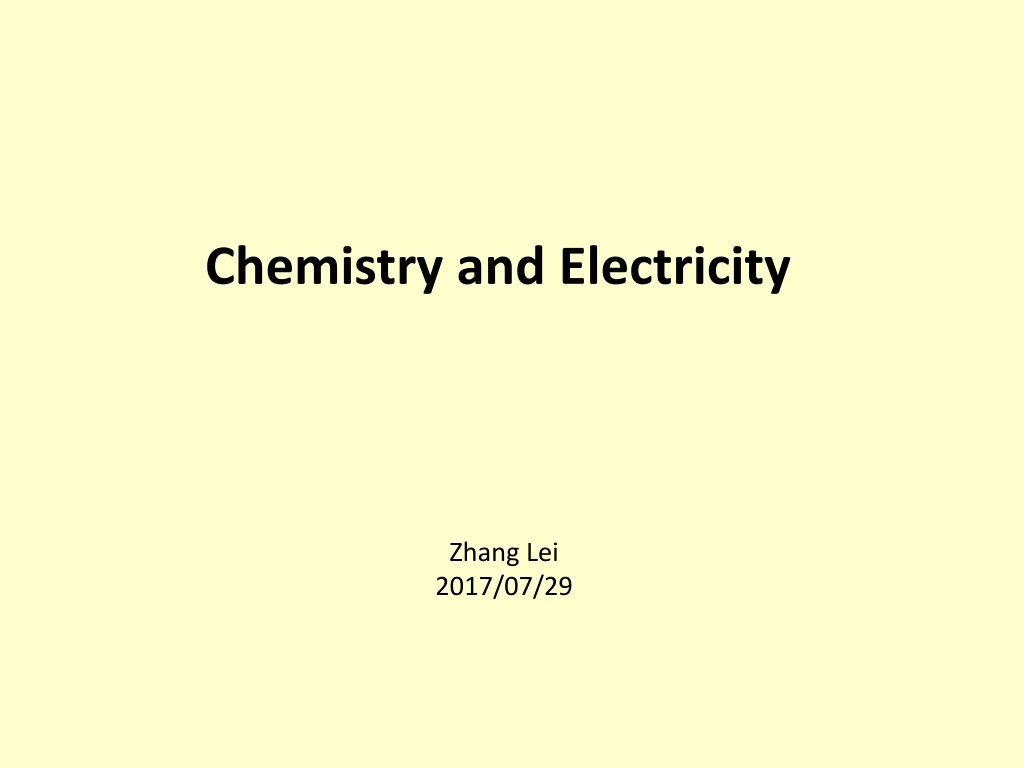 chemistry and electricity