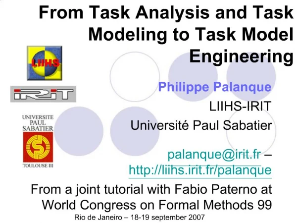From Task Analysis and Task Modeling to Task Model Engineering
