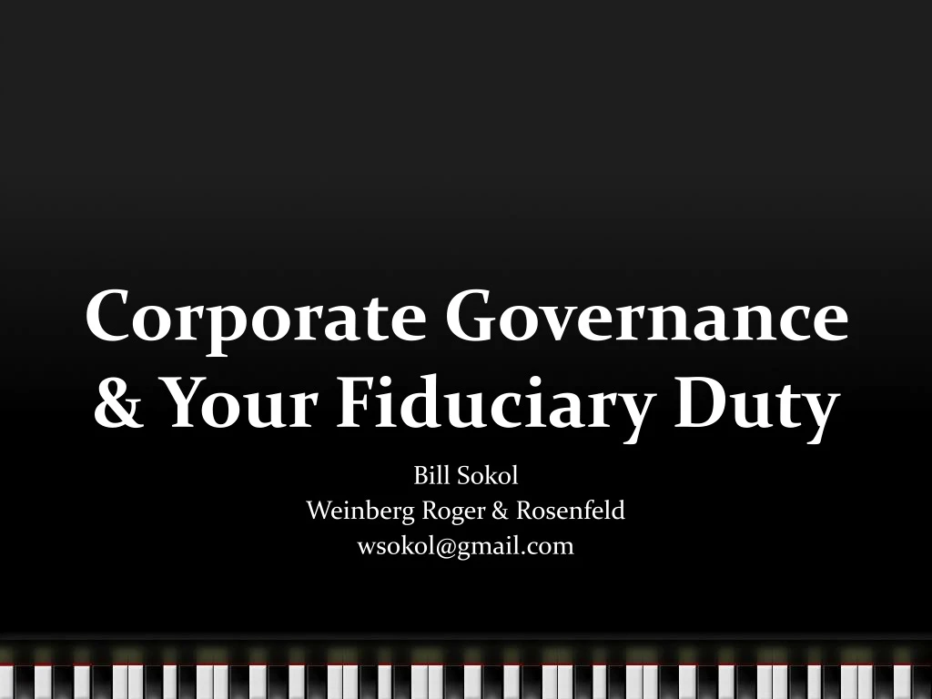 corporate governance your fiduciary duty