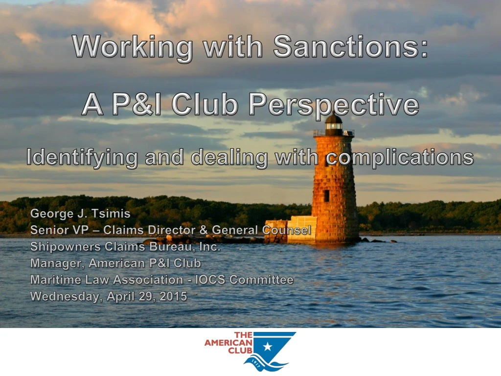 working with s anctions a p i club perspective