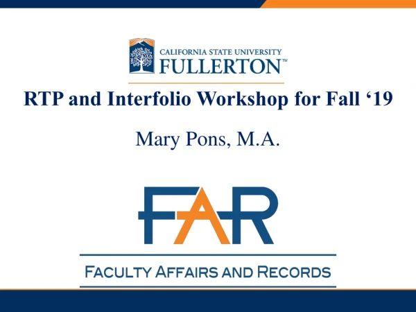 RTP and Interfolio Workshop for Fall ‘19