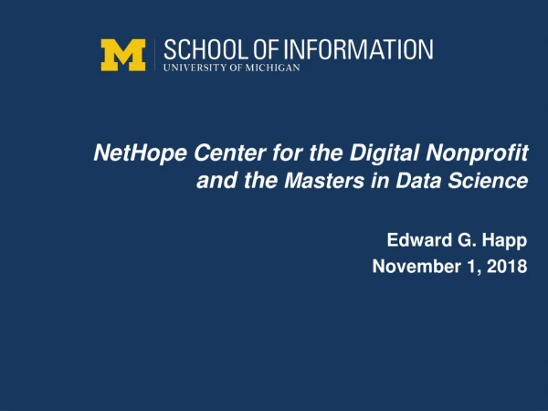 NetHope Center for the Digital Nonprofit and the Masters in Data Science