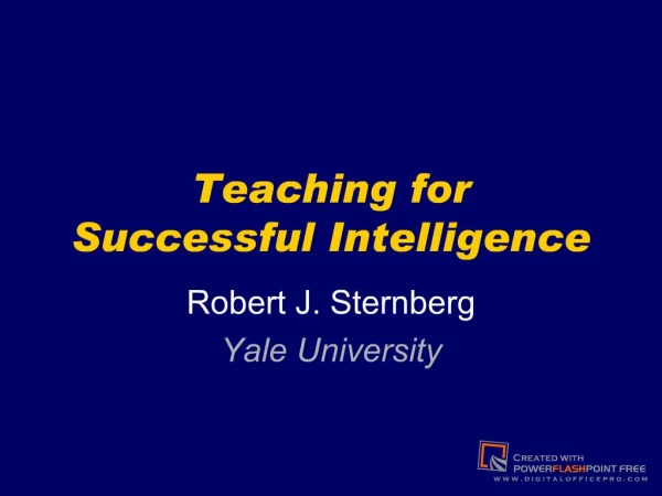 Teaching for Successful Intelligence