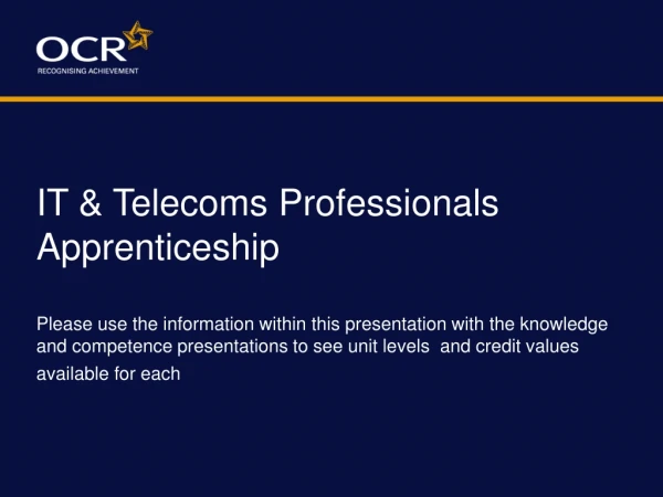 IT &amp; Telecoms Professionals Apprenticeship Level 2 &amp; 3