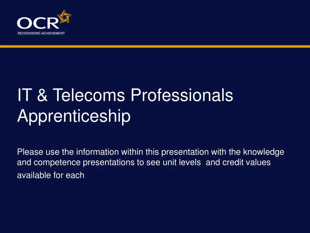 it telecoms professionals apprenticeship please