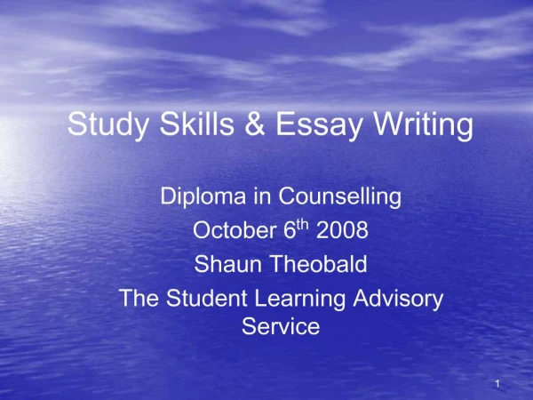 Study Skills Essay Writing
