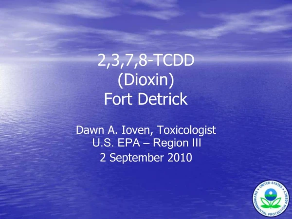 2,3,7,8-TCDD Dioxin Fort Detrick