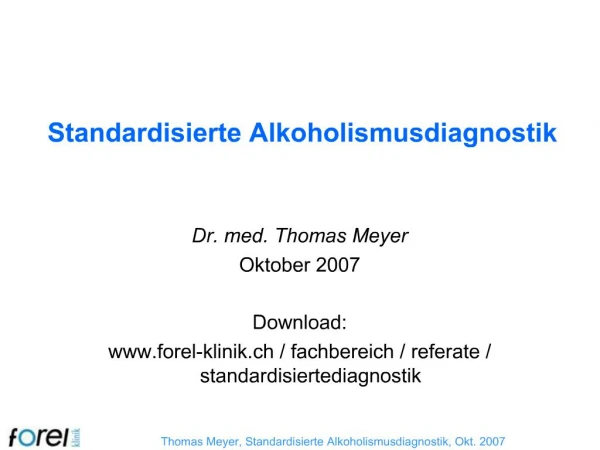 Standardisierte Alkoholismusdiagnostik