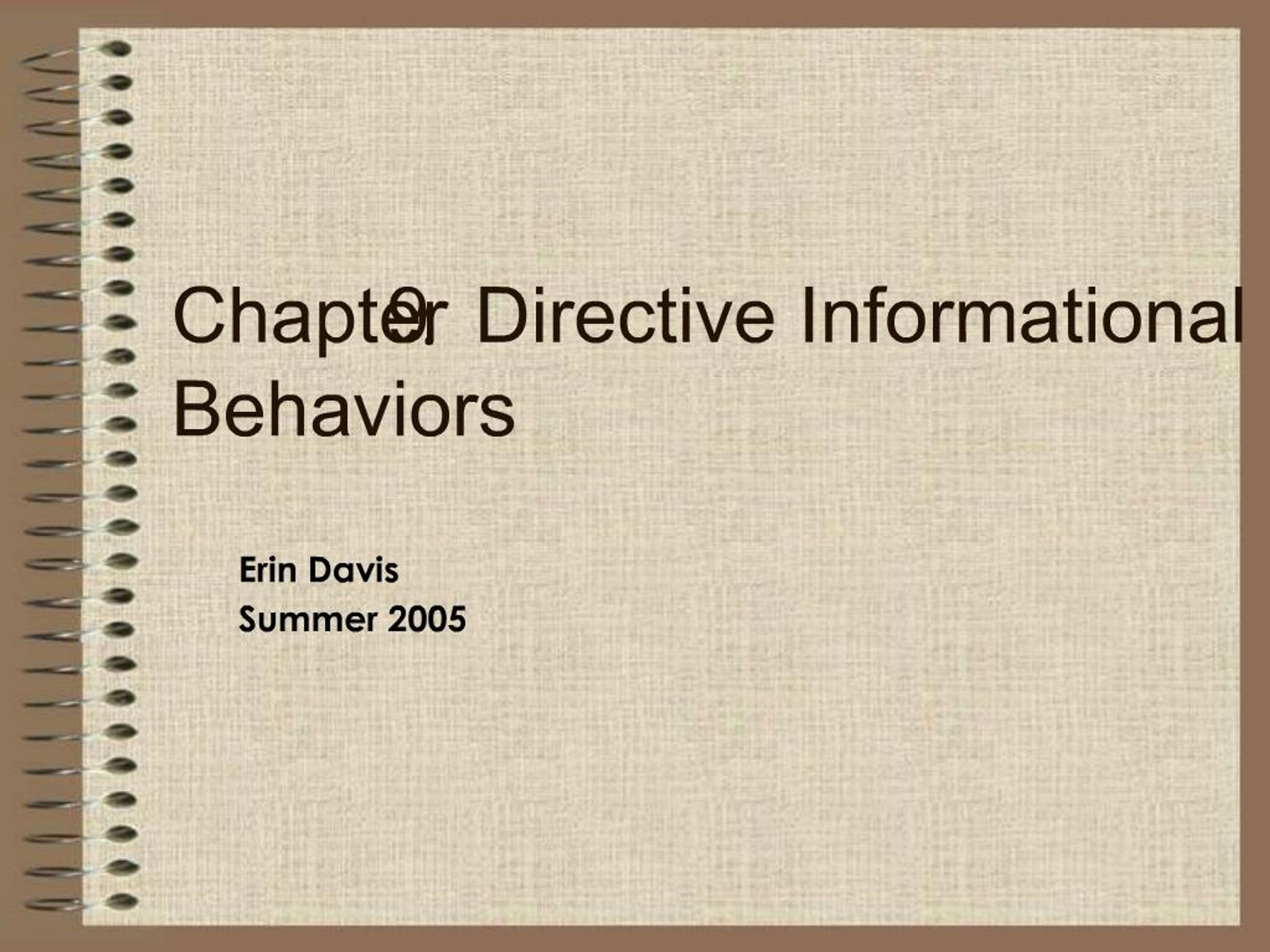 PPT - Chapter 9: Directive Informational Behaviors PowerPoint ...