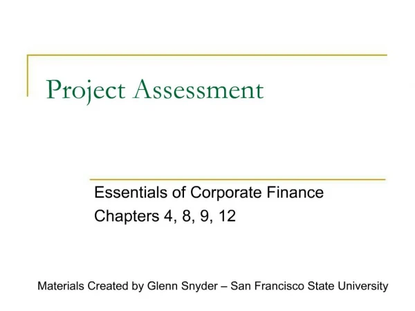Project Assessment