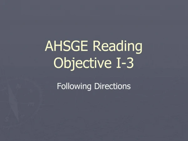 AHSGE Reading Objective I-3