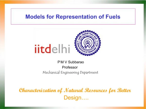 Models for Representation of Fuels